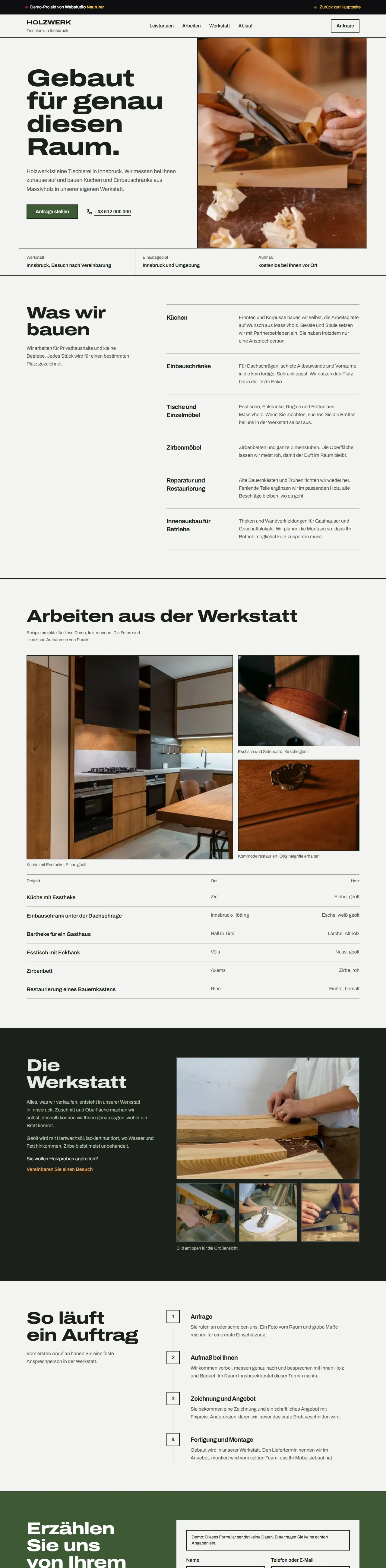 Fiktives Beispiel: Holzwerk Tischlerei
